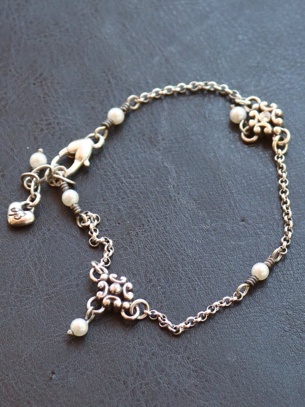 Brighton "Alcazar" or "Scrollwork" Pearl Link Bracelet